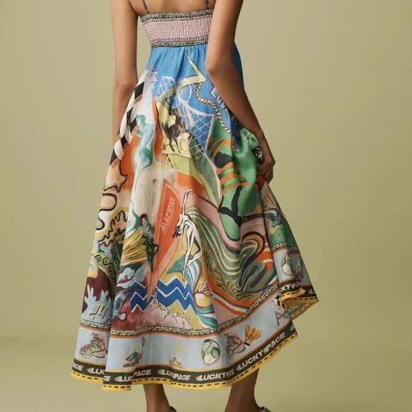 ALÉMAIS Lucky Pace Shirred Linen Midi Sun Dress by Anthropologie - Picture 7 of 8